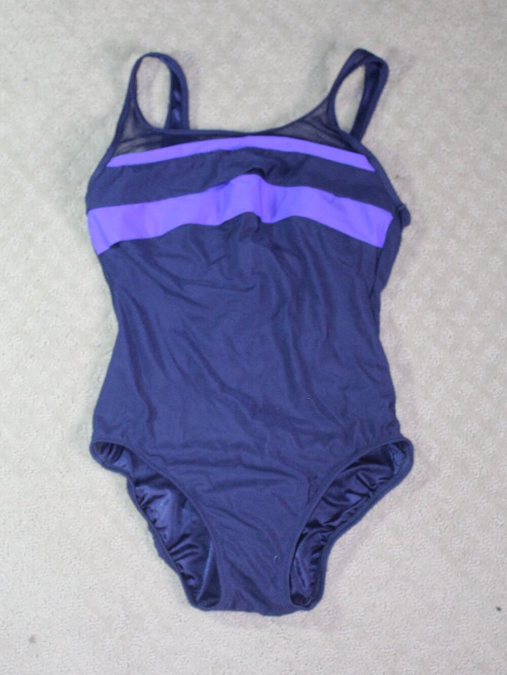 Sirena Size 8 Navy Blue Purple Accents One Piece Swimsuit